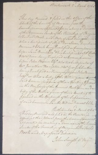 Hackensack Nj / Bergen County 1765 Document Filed By John Smyth