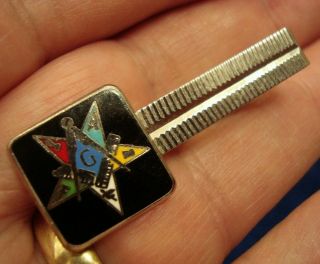 Masonic G & Order Of The Eastern Star Tie Bar Or Clip - Masonic Square & Compass