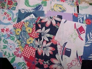 Best 56 Vintage Novelty Feedsack Fabric Quilt 1940s Scraps Flour Sack Remnants