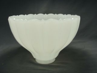 Scarce Antique Milk Opal Clam Broth Glass Light Shade 2 1/4 " W Fitter 5 " H X 7 " W