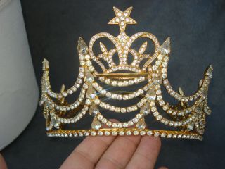 Order Of Eastern Star Amaranth Tiara Crown - Gold 4 1/2 " Vintage