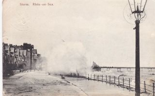 Rhos On Sea - Storm On Promenade 1905