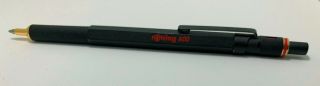 Black Rotring 600 Gold Ballpoint Pen - Old Style,  Top Dial,  Knurled Grip