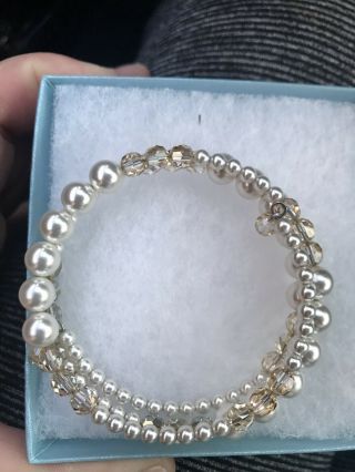 Touchstone Pearl & Swarovski Crystal Expandable Wrap Around Bracelet