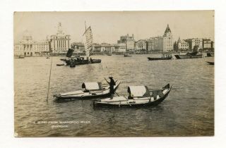 17 Antique Photo Shanghai China Republic Period Whangpoo River Postcard Stamp