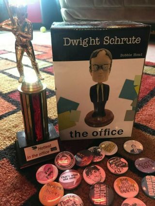 Nbc The Office Dwight Schrute Bobblehead,  Dundie Award,  15 Buttons.  Rainn Head