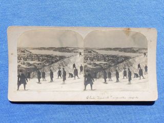RARE 1900 ' s CHICOUTIMI SAGUENAY QUEBEC STEREOVIEW PHOTO CARD SNOWSHOE CLUB 2