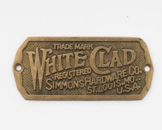 Vintage White Clad Simmons Hardware Co.  Solid Brass Ice Box Plate 3.  5 " X 1.  5 "