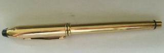 Cross Townsend Usa Made Gold Rollerball Pen Ballpoint W/ Black Lacquer Accent