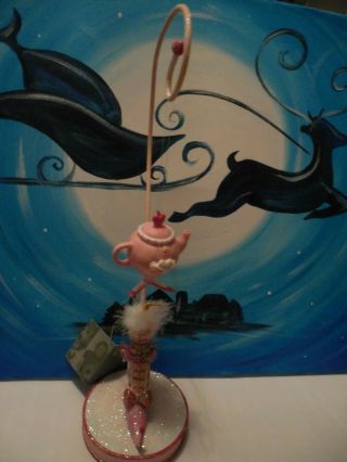 Krinkle’s Patience Brewster 14”pink Shoe Ornament Holder W/tag,  Teapot Ornament