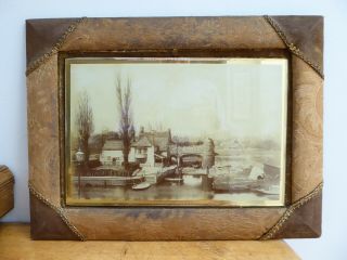 Large Victorian Framed Photograph Of Pulls Ferry,  Norwich & Cathedral Poultons