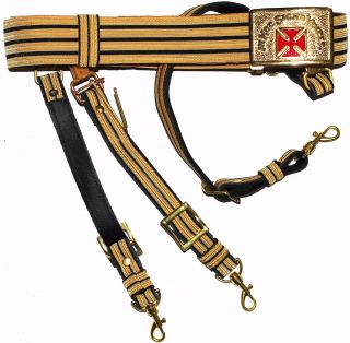 Knights Templar Golden & Black Sword Belt/buckle For Sir Knight Size 50 Red/gold