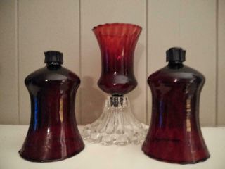 Homco Home Interiors Vintage Ruby Red Votive Cup With Grommets - Set Of Three