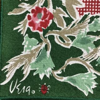 Set Of 4 Vintage Vera Neumann Cloth Napkins - Maroon & Forest Green Design 3