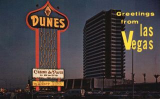 Las Vegas,  Nevada,  Nv,  The Dunes Hotel At Night,  Chrome Vintage Postcard G5432