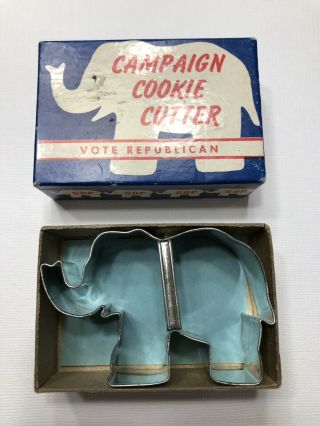 Vintage Gop Republican Elephant Campaign Cookie Cutter Box Handout