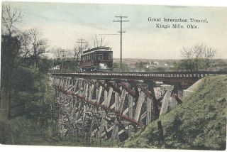 Kings Mills,  Cincinnati,  Oh: 1910: Great Interurban Tressel With Trolley