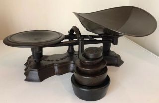 Antique Cast Iron Scale With Weights Stuart & Peterson Philadelphia,  Pa Rare