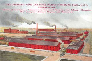 Fitchburg Massachusetts Iver Johnson Cycle Antique Postcard K99799