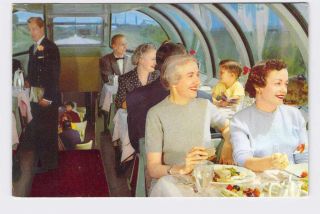 Vintage Postcard Union Pacific Railroad Astra Dome Dining On The 