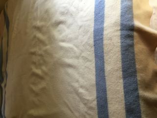 Vintage 40s Kenwood Ramcrest Wool Blanket Hudson Bay Point Stripes Blue 75x82”