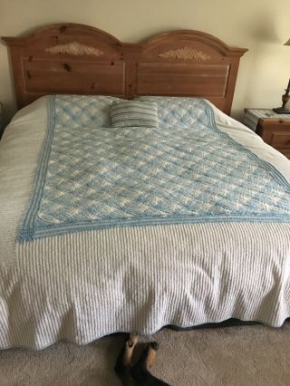 Chenille Bedspread Queen Size Blue And White: