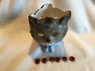 Antique Miniature Fairy 3 Sided Oil Lamp Dog Cat Owl With Eyes 1
