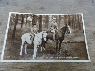 Postcard Rppc 1941 His Majesty King George Vi & Princess Elizabeth On Horseback