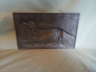 VINTAGE EMBOSSED BRASS RELIEF WALL PLAQUE Setter dog ♤ 2