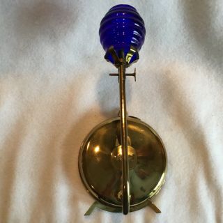 Antique Miniature Oil Lamp Comet Wall Mount Cobalt Beehive Shade