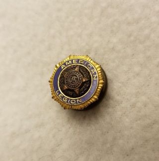 Vintage American Legion Lapel Pin Blue Enamel Screw Back Gold