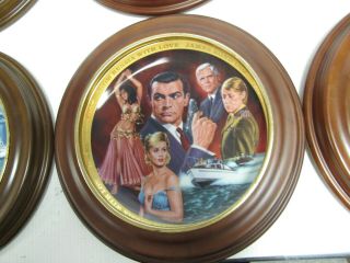 James Bond Limited Edition Fine Porcelain Franklin Plates - 6 w/ wood frames 6