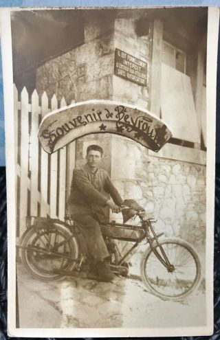 Lebanon Beirut Vintage Photo Postcard Indian Motorcycle ? 1920s