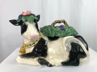 Fitz And Floyd Heidi Holstein Cow Soup Tureen With Lid 1994 No Box Or Ladle