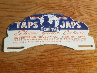 Taps For J A P S Porcelain License Plate Topper Sign Ww2 Government Propaganda