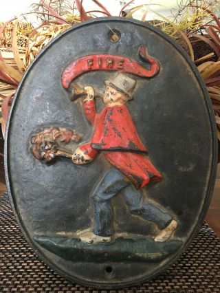 Vintage Fire Insurance Cast Iron Wall Plaque 11 " X 8 - 1/2 ".  Well Preserved