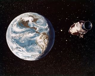 8x10 Print Nasa Space Art Spacecraft In Orbit Apollo 11 Returns 1969 1038