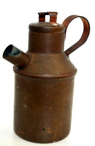 Vintage Copper/tin (?) Tea/coffee Pot - Moonshine Still Shape With Handle/lid