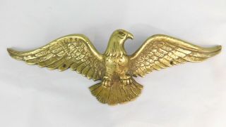 Vintage Large 19.  5 " Solid Brass Eagle Wall Hanger