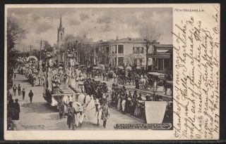 Mardi Gras Procession St.  Charles Avenue Orleans The Alberty Pe Co.  Ny 1906