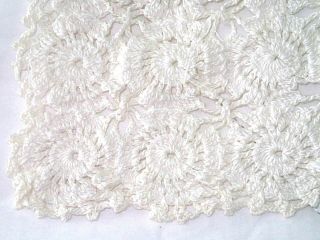 Vintage Ecru Crochet Coverlet/tablecloth 65 " X 53 " Circle/star Pattern