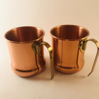 Vtg Coppercraft Guild Mug Tankard Copper 2 Cups With Brass Handle Moscow Mule