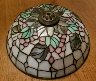 Vintage Tiffany Style Stained Glass Plastic Lamp 12 Inch Shade