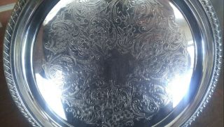 2 Wm Rogers Round Silver Plate Tray Platters 870 - 10 Inches 3