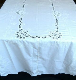Battenburg Lace Tablecloth 61x100 Oval White Cotton Floral Rose