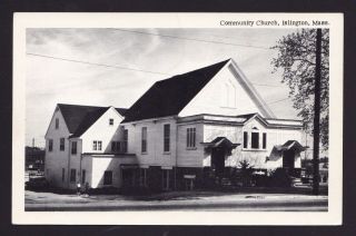 Old Vintage Postcard Of Community Church Islington Ma