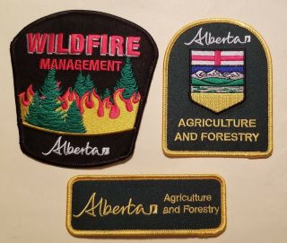 Alberta (canada) Agriculture & Forestry Department Patches - Set Of 3