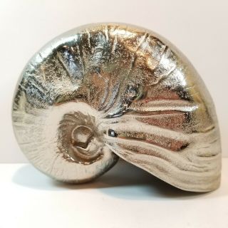 Nautilus Shell Aluminum Silver Tone Metal Beach Decor Seashell - S