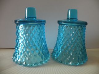 Homco Home Interiors 2 Blue Hobnail Peg Votive Cups Candle Holders