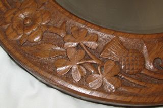 Rare Antique Irish Oak Treen Act Of Union Com.  Arts & Crafts Carved Mirror C1900